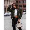 Zipper Short Jacket Lapel Slant Zipper Deerskin Thin Velvet Top Women's Long Sleeves Slim Coat Casual New Fashion Autumn