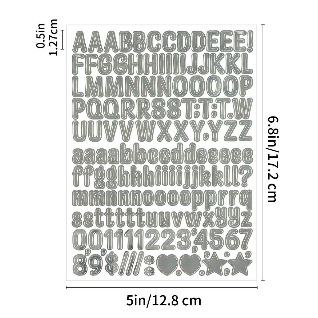 0.5-inch English Letter Sticker Gold and Silver Hand Account Gu Card Small Objects Decorative Small Size Alphanumeric Sticker