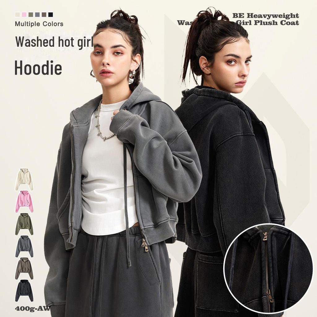 BE Women's 2024 Autumn/Winter Fashion: Hot Girl Washed Cardigan Suit & Short Sports Sweater Dress.