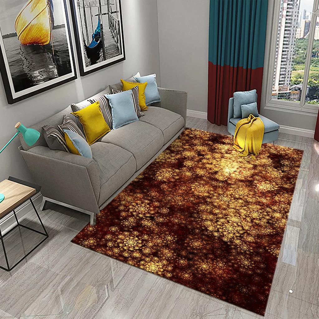 3D Black Golden Luxury Carpet for Living Room Bedroom Bedside Rugs European Style Hallway Decor Carpets Bathroom Non-slip Rugs