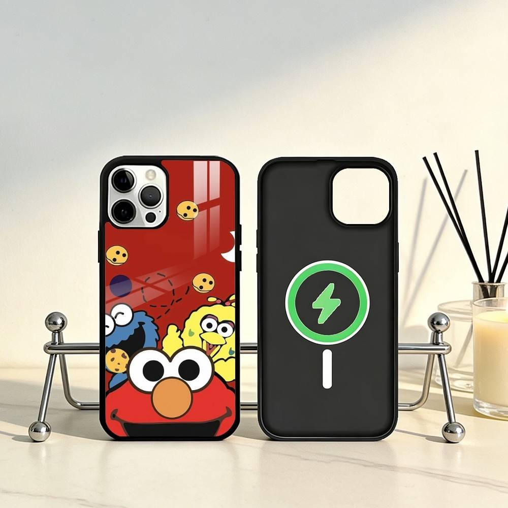 Sesame S-Street Cookie Elmo Phone Case For iPhone17,16,15,14,13,12,11 Plus,Pro Max Magnetic For Magsafe Wireless Charging