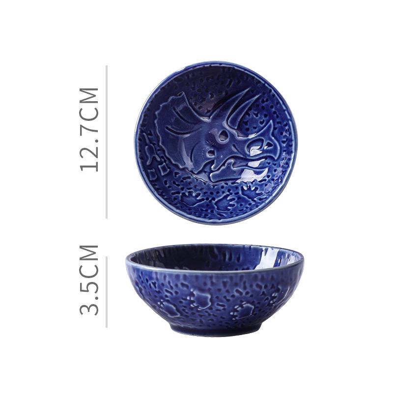 Ceramic Plate Retro Kiln Glaze Dinosaur Plate Barbecue Mini Dipping Dish Sashimi Sushi Soy Sauce Dishes Home Desktop Snack Plate