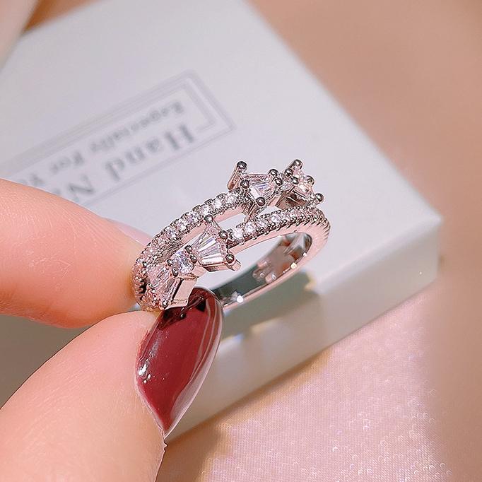

New Exquisite 925 Sterling Silver Love Ring Shining Cubic Zirconia Bowknot Letter Promise Jewelry for Woman Girlfriend 6