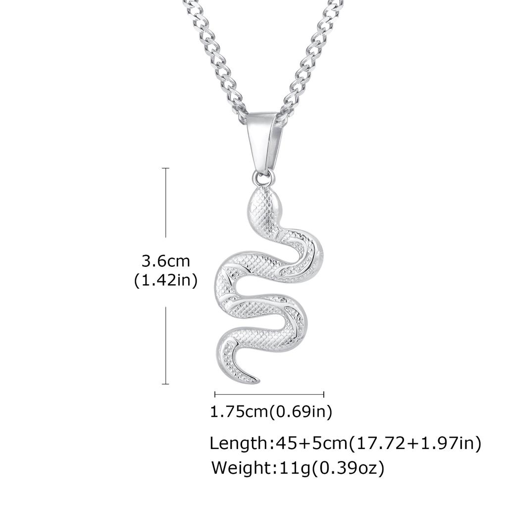 Colar Pingente de Cobra em Aço Inoxidável Personalizado para Mulheres, Pingente de Animal Cor Preto/Prata/Dourado, Joia Punk da Moda