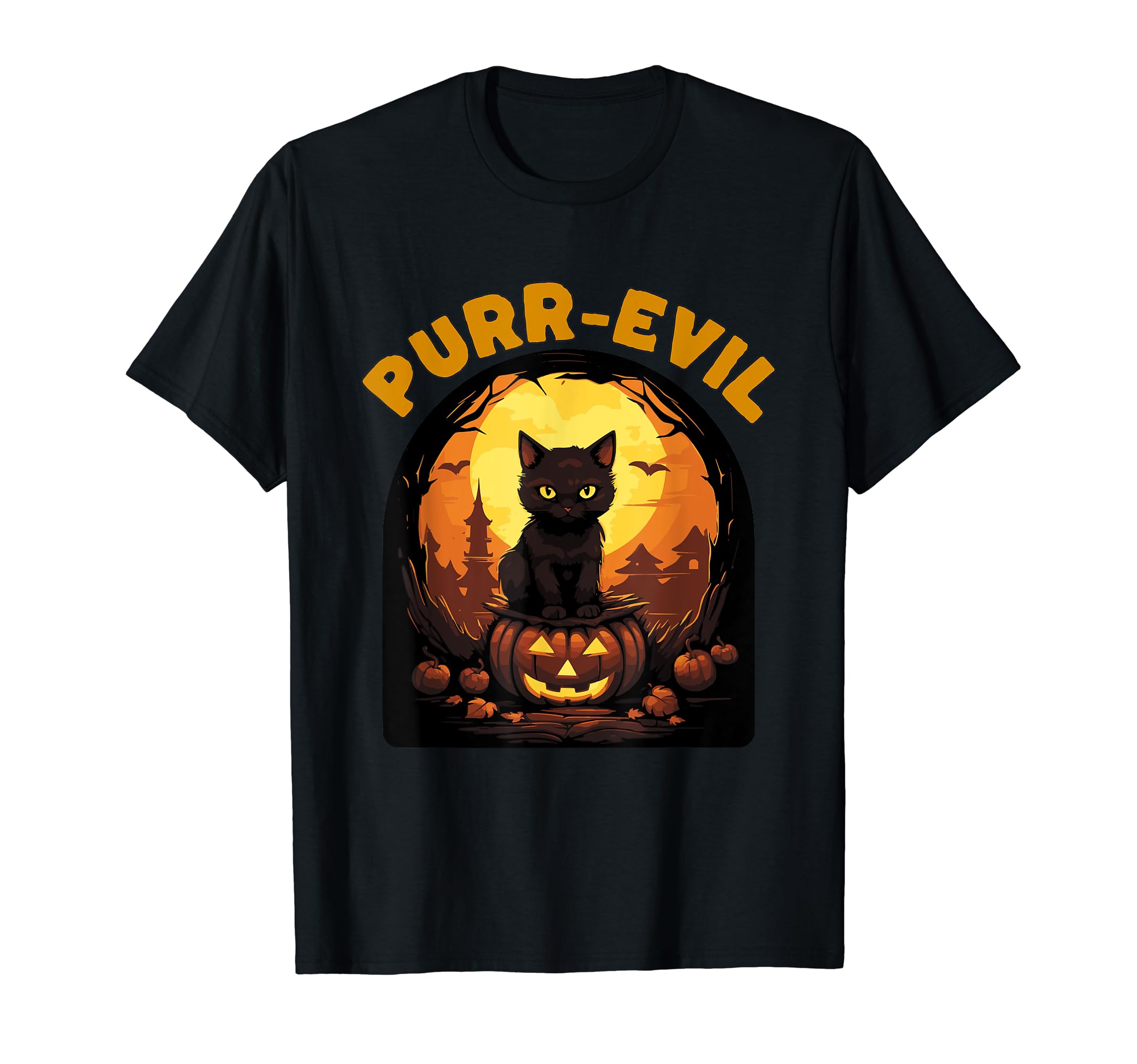 

Футболка Haunted Cat на Хэллоуин Purr-Evil