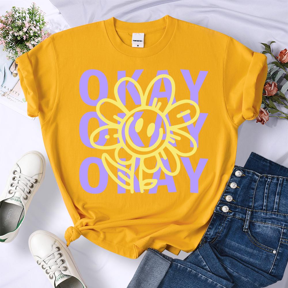 Okay Happy Expression Design Summer 3D Printing T-Shirt Womens Sport Breathable Short Sleeve Casual O-Neck Streetwear Summer Hip Hop Tee Tops