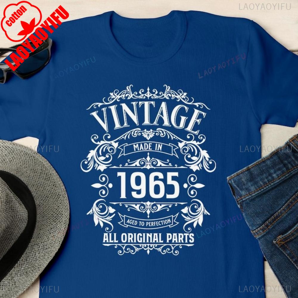 60th Birthday Gift 1965 Vintage TShirt  Classic Printed Pattern Casual Fashion Tops  Woman Man Cotton Street Fashion Tshirt