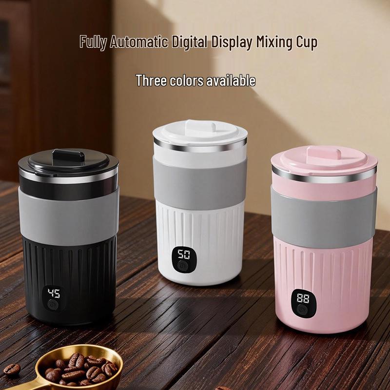 Smart Rechargeable Electric Stirring Cup with Digital Display – Automatic Soy Milk & Coffee Mixer