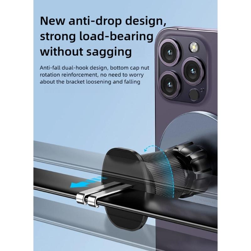 Rotating Magnetic Phone Car Mount with Reinforced Metal Clip Enhancing Stability Compatible for Vehicle Air Vent Systems