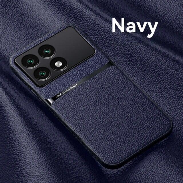 Magnetic Phone Case For Xiaomi POCO X6 Pro 5G Leather Texture Silicone Protection Shockproof Back Cover For POCO X5 Pro F5 Pro X4 C65
