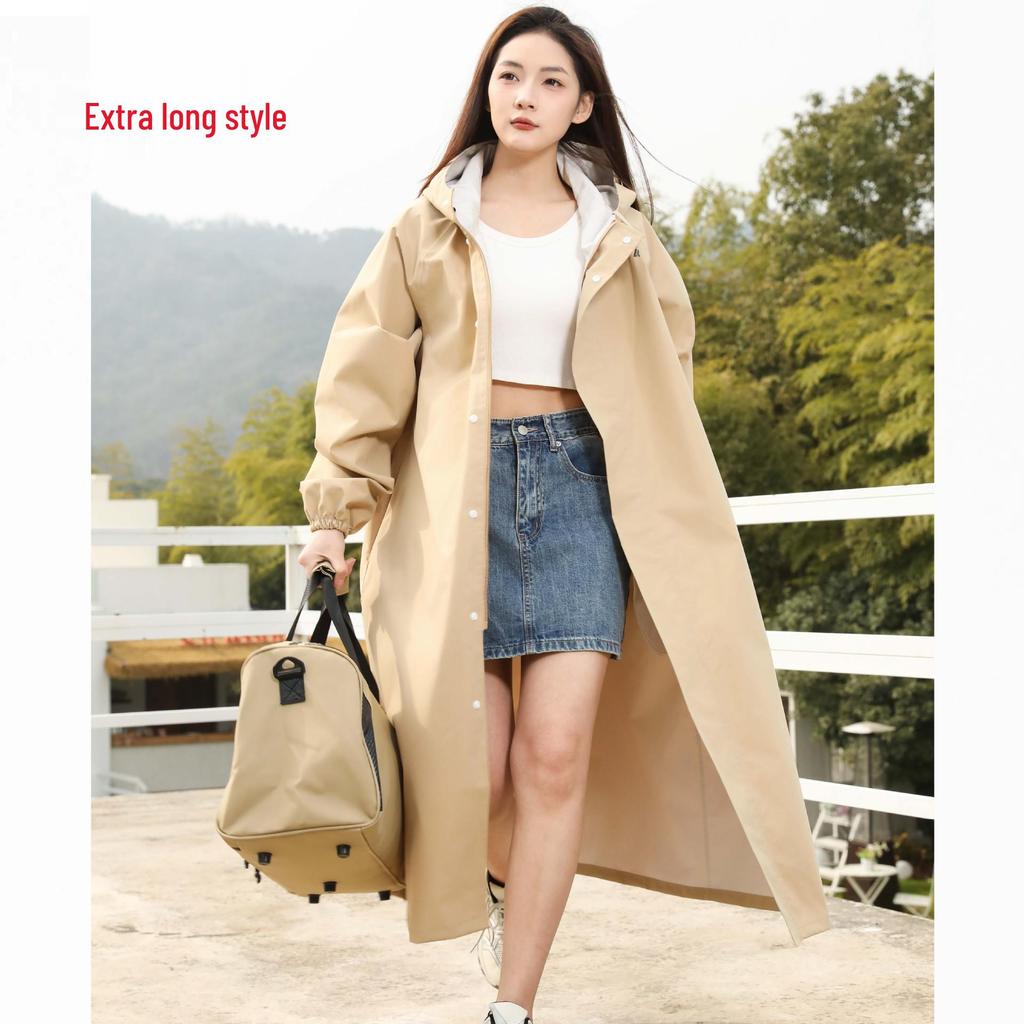 Women's Long Full-Body Windbreaker Raincoat Poncho - Single-Person, Split Type