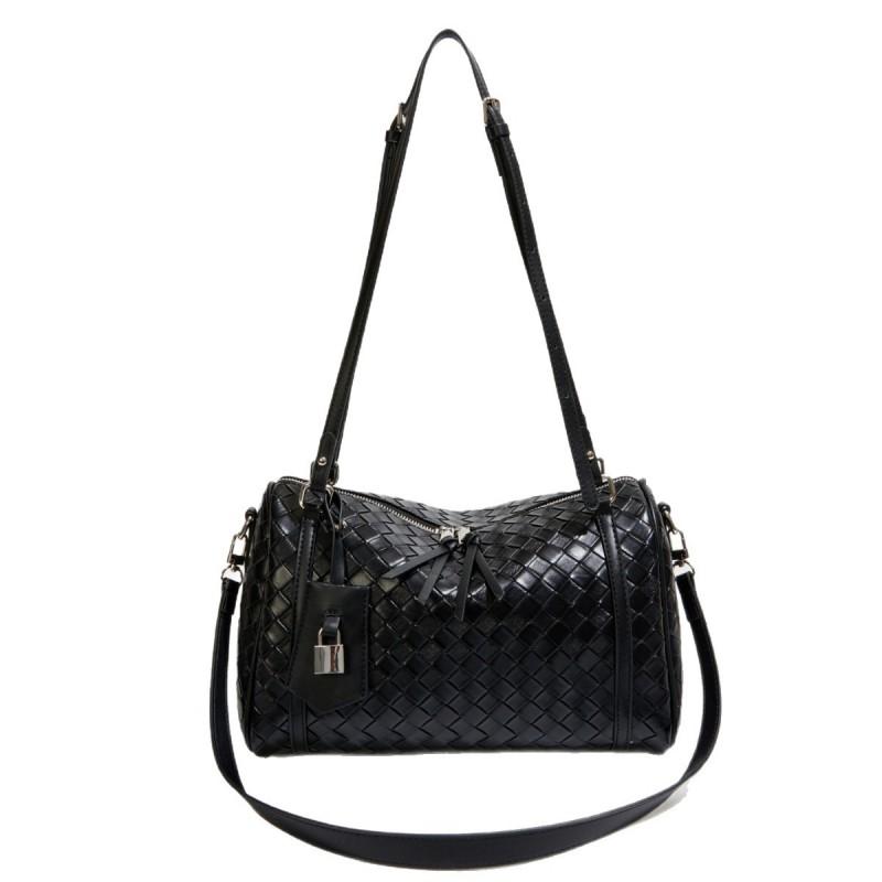Large Woven Tote Bag Women Soft PU Shoulder With Zip Multi-Compartment Organizer Urban Chic Style