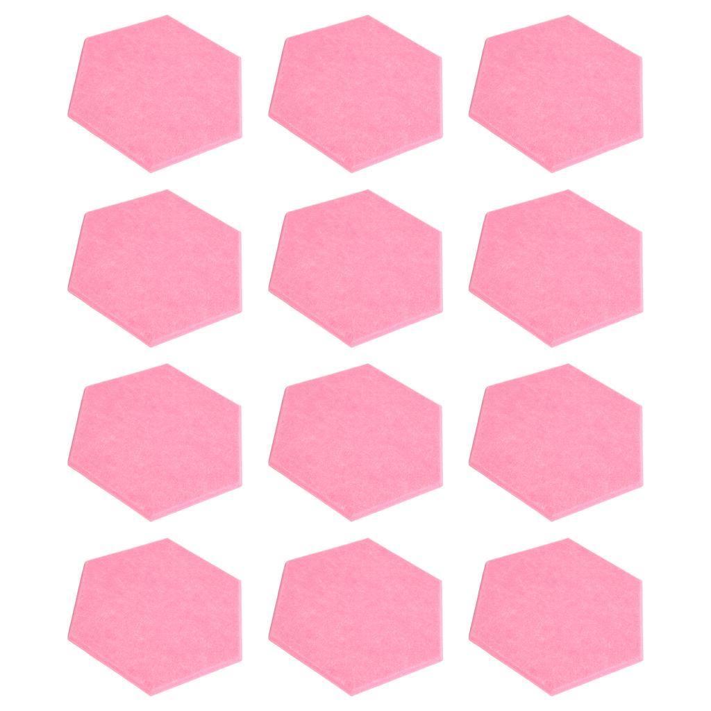 12Pcs Sound Absorption Board Hex Adhesive Acoustic Panels Wedges Wall Soundproof EnclosurePink