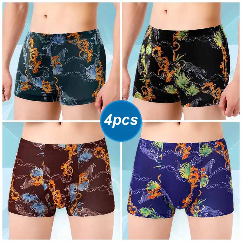 4 adet erkek külot orta bel baksır şort nefes gençlik baskı U dışbükey baksır şort