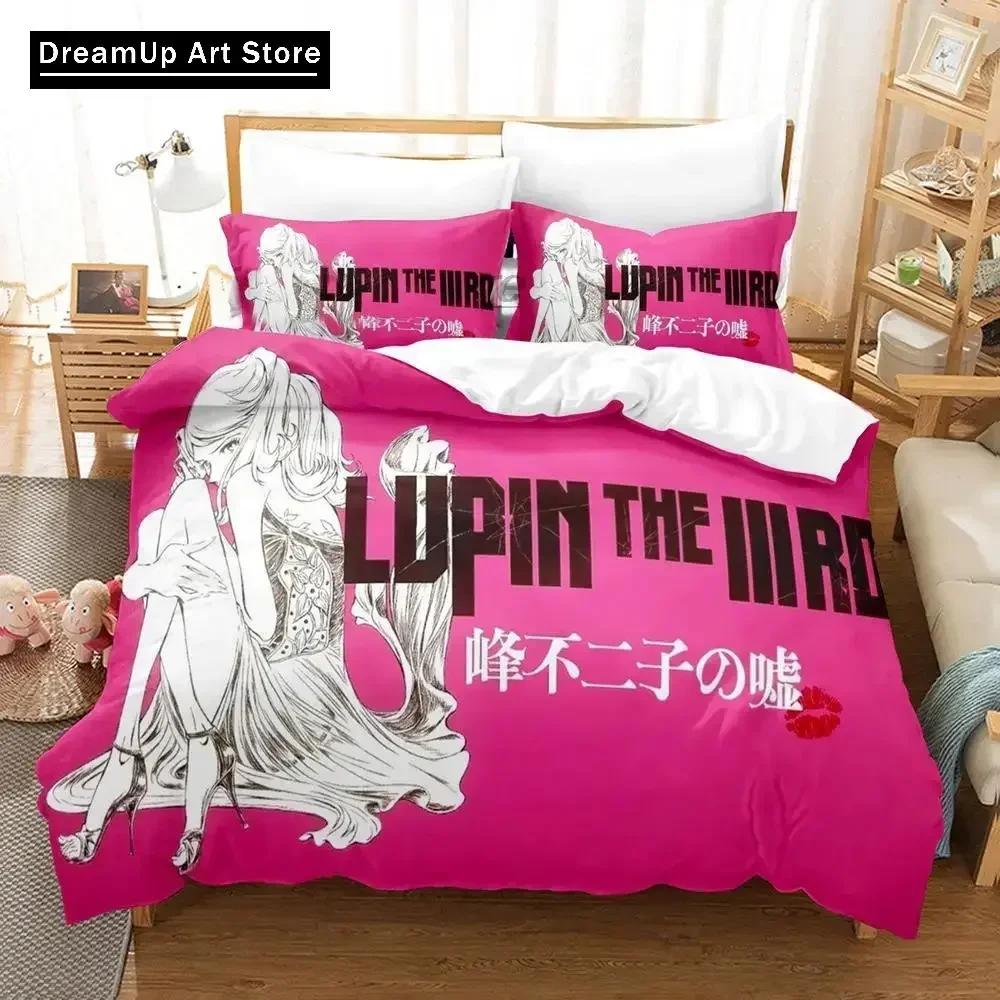 3D Print Lupin the Third Mine Fujiko Anime Bedding Set Boys Girls Twin Queen Full Size Duvet Cover Pillowcase Bed Adult Bedroom