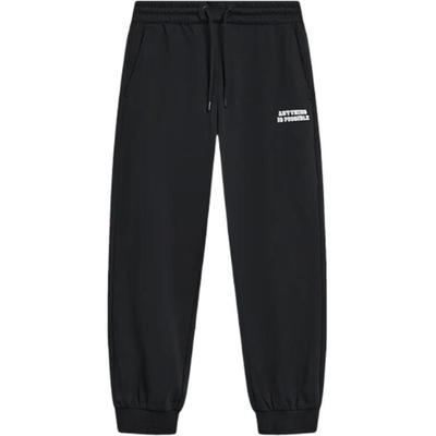 Li Ning Sports Trend Series Comfortable Casual Simple Tapered Knit Joggers Women Bottoms Black AKLTA34-1