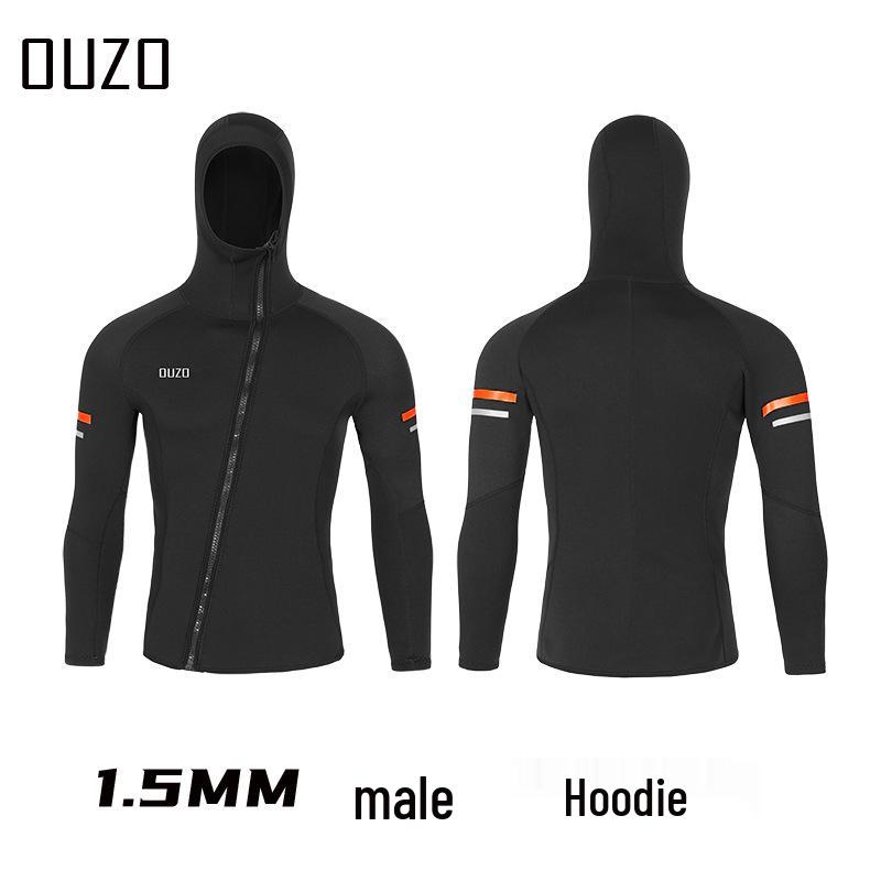 1.5mm OUZO Scuba Diving Suit Set - Unisex Long Sleeve, Cold & Sun Protection, Two-Piece for Surfing & Diving
