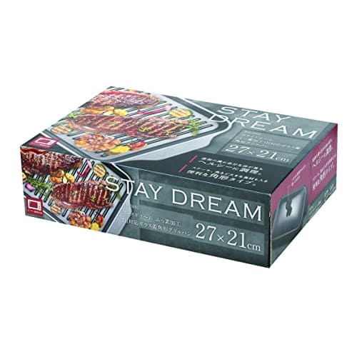 Pearl Metal Grill Pan, 27 x 21 cm, Square, with Glass Lid, Non-stick Coating, Induction and Oven Safe, Easy to Clean, Stay Dream, HB-5991