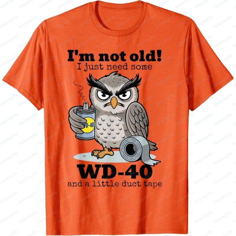 Mode Hommes Été Manches Courtes Hibou Je Ne Suis Pas Vieux J'Ai Juste Besoin d'un Peu de WD-40 Un Peu de Ruban Adhésif T-shirt Graphique Décontracté T-shirts Graphiques