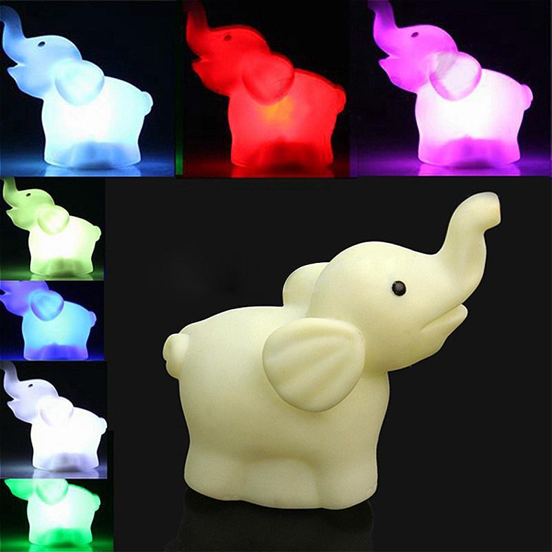 Lampada da notte a LED con elefante a 7 colori che cambiano con batteria, decorazione per feste, bambole, luce notturna per bambini