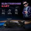 Electric Go-Kart for Kids, Rubber Wheels, 3-8 km/h, with Lights and Music Function, Black