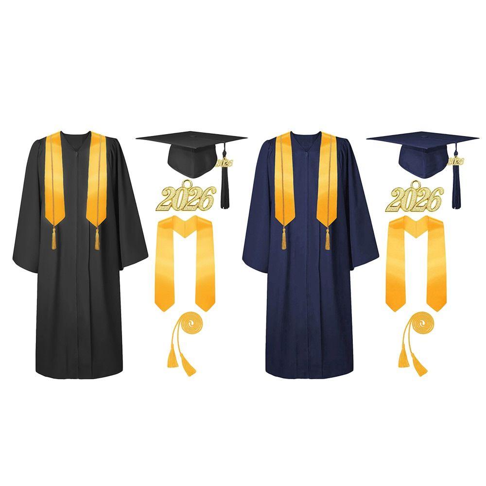4Pcs/Set Graduation Stole Sash Graduation Robe Set with Tassel Doctor Gown Bachelor Gown  Graduation