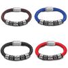 Fashionista Men Red Coffee Black Blue Leather Bracelet 316L Stainless Steel Viking Bead Bracelet Strong Magnet Clasp in 4 Colour
