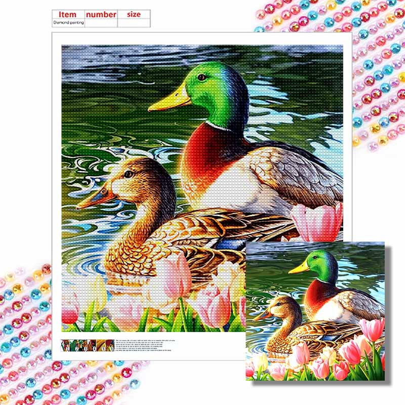 New Arrival 5D DIY Full Circle Diamond Painting "Duck" Embroidery Cross Stitch Home Decor Gift