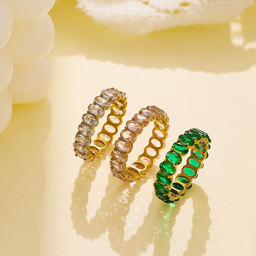 High-end Versatile Women's Ring Light Luxury Atmospheric Oval Inlaid Zircon Ring