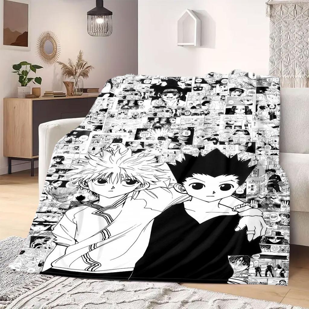 Gon Killua Hunter Print Blanket Warm Comfortable Flannel Blanket Suitable for Bedrooms,Sofas,Beds,Chairs,Picnics,Travel