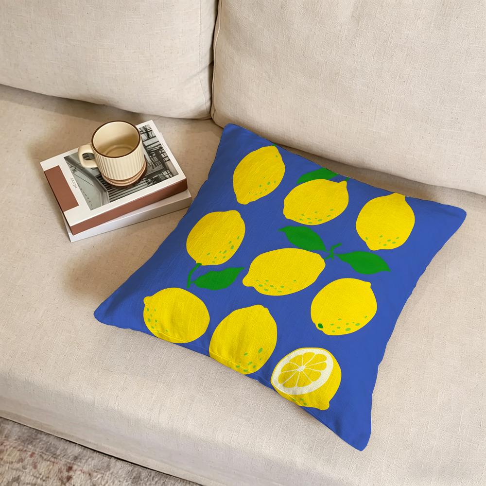 Y-Yellow Lemon Cushion Cover Fabric Soft Furnishing,Pillowcase, Cushion Cover, Sofa Pillow, Home Decoration