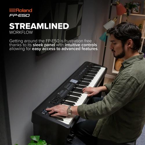 Roland FP-E50-BK Multifunctional Portable Digital Piano with 88 Keys, Black