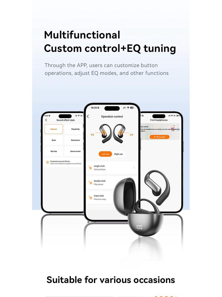 AI-Powered Sports Earhook Bluetooth Earbuds with Long Battery Life and Stylish Design
