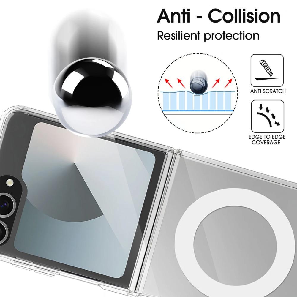 High HD Clear Anti-scratch Magnetic Charge Phone Case For Samsung Galaxy Z Flip 7 FE 6 5 4 3 PC Slim Drop-Proof Protection Cover