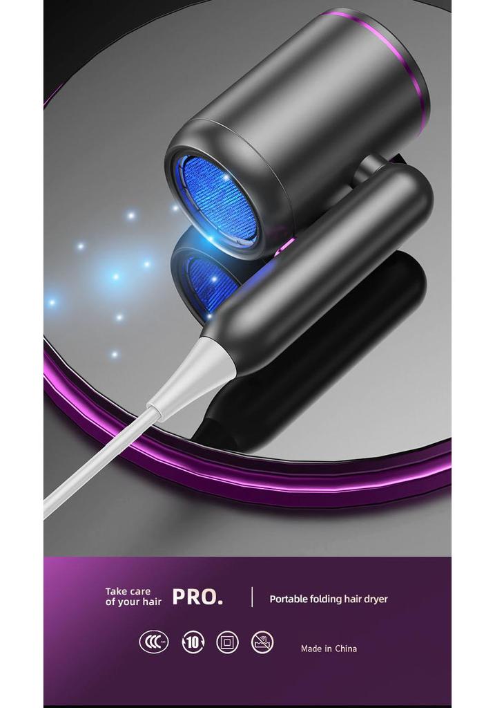 Foldable High-Speed Hair Dryer for Travel & Home, Portable with Constant Temperature & High Power