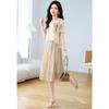 French Bow Color Block Stripe Maxi Dress