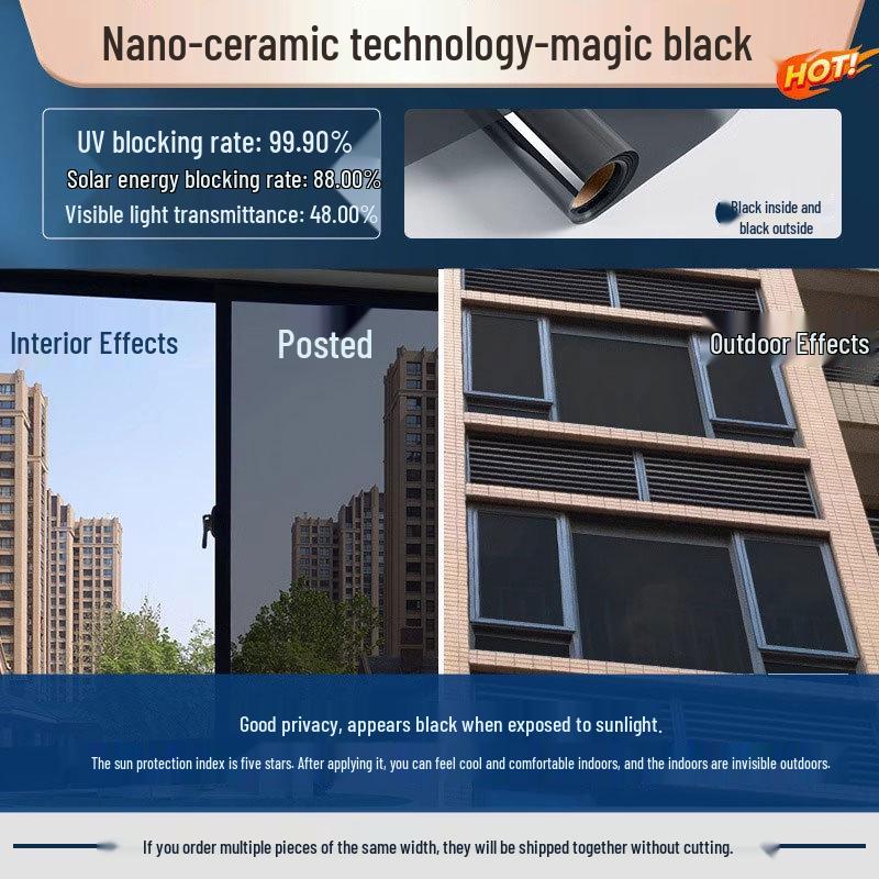 Sunscreen Heat Insulation Film: Anti-Peep, Anti-Leak, One-Way Privacy, Sun Protection Window Sticker 30x100cm