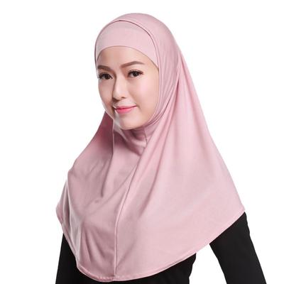 2-teiliges, einfarbiges muslimisches Hijab-Kopftuch aus Amira-Jersey für Damen aus weicher Baumwolle mit Stretch und Schlauch-Innenuntertuch, Kappe und Kapuze