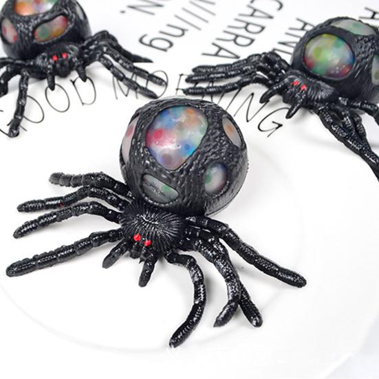 Spider Squeeze Toy Realistic Stress Relief Fidget Toy Soft TPR Toy with Colorful Beads Inside Prank Fun Halloween Gifts