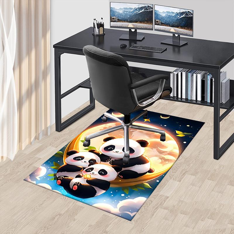 1pc Adorable Panda Family Chair Mat Anime Cartoon Design, Non Slip Carpet for Office and Home Decor 60cm by 90cm