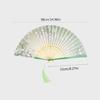 Foldable Bamboos Fan With Flowing Tassels Imitation Silk Handheld Fan For Cooling And Decorative Purposes Holiday Gift