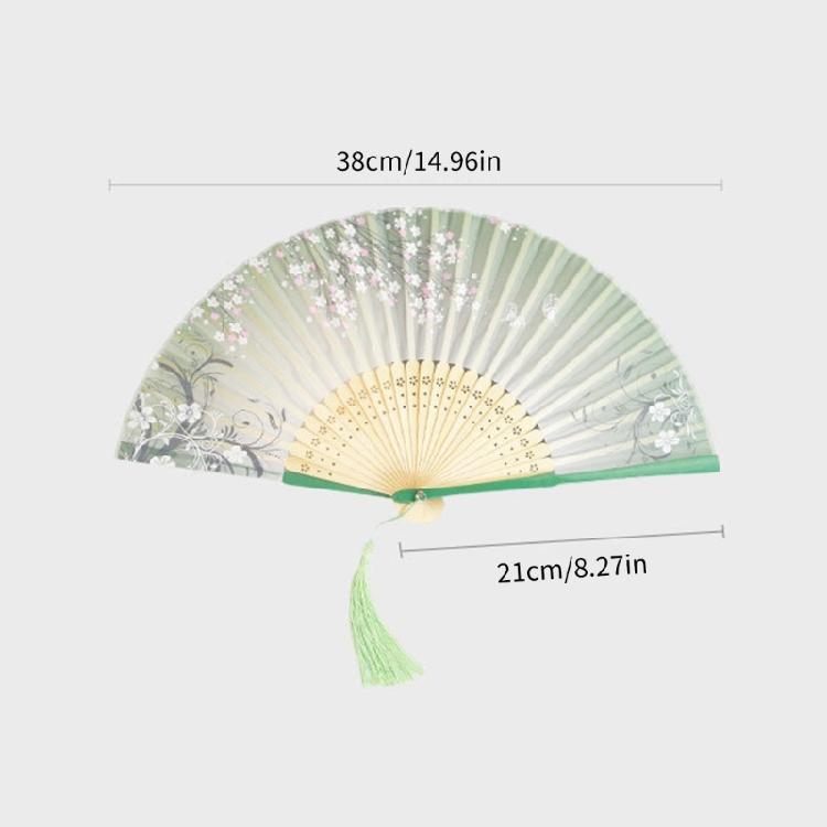 Foldable Bamboos Fan With Flowing Tassels Imitation Silk Handheld Fan For Cooling And Decorative Purposes Holiday Gift
