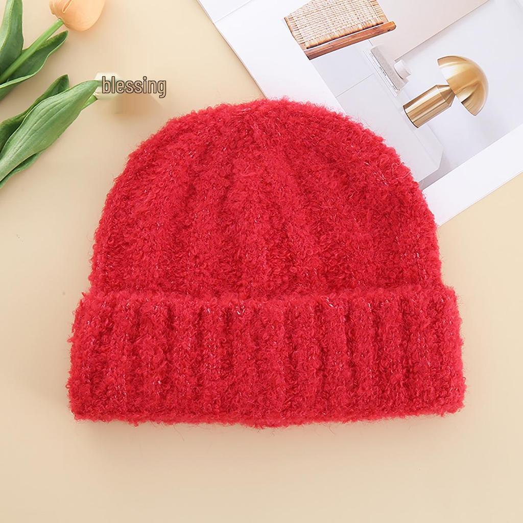 Korean Style Women's Winter Knit Wool Hat with Loose Ear Protection - Trendy and Warm for Large Head Circumference
