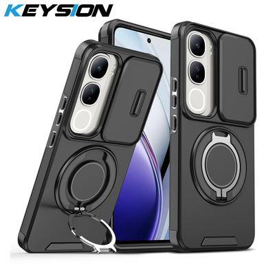 KEYSION Funda de Teléfono con Soporte de Anillo 360° para VIVO V40 SE 80W V40 Lite Protección de Cámara Deslizante Cubierta Magnética a Prueba de Golpes para VIVO Y200 5G