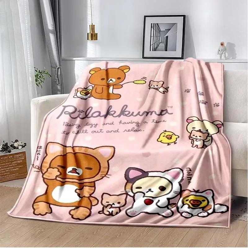 

Мультяшное аниме одеяло Rilakkuma для походов, пикника, кровати, супермягкое, милое кавайное флисовое одеяло, подарок на день рождения#(4) 75X95CM серый