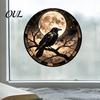 Weatherproof Glass Clings Halloween Raven Moon Static Sticker, Removable Window Decals, Vintage Decoration Crow PVC Waterproof Cling for Home & Store