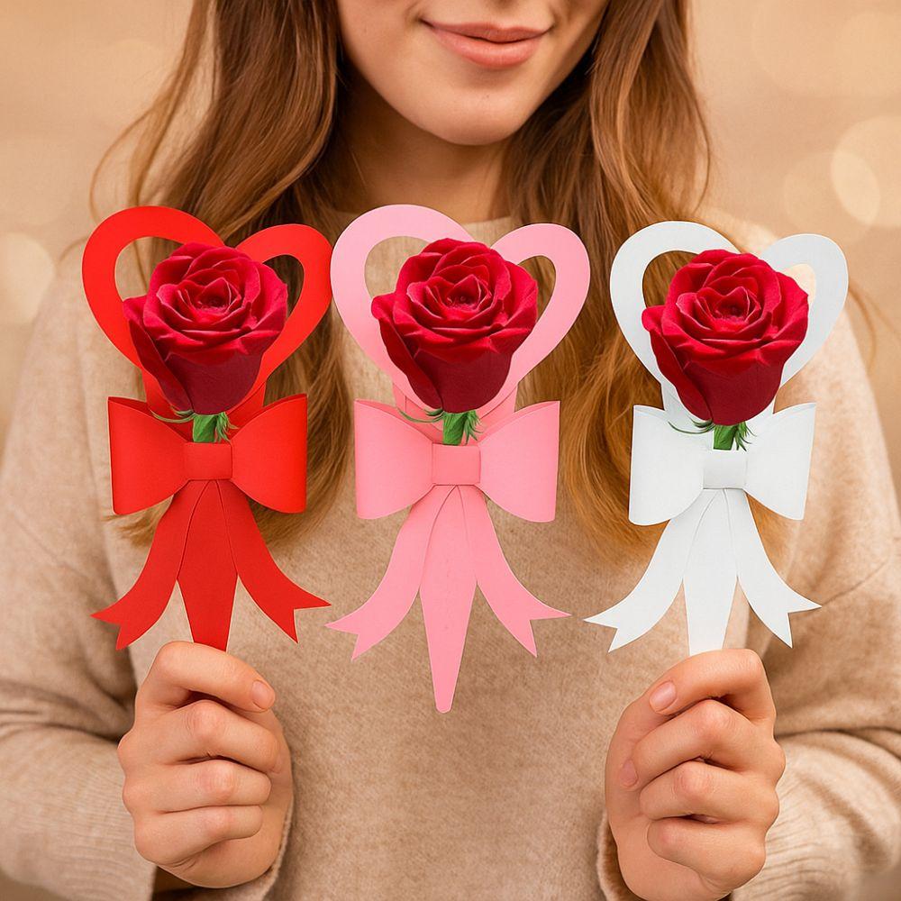 Handheld Flower Packaging Box Paper Bowknot Romantic Rose Flower Box Portable Decorative Flower Arrangement Box Gift Giving