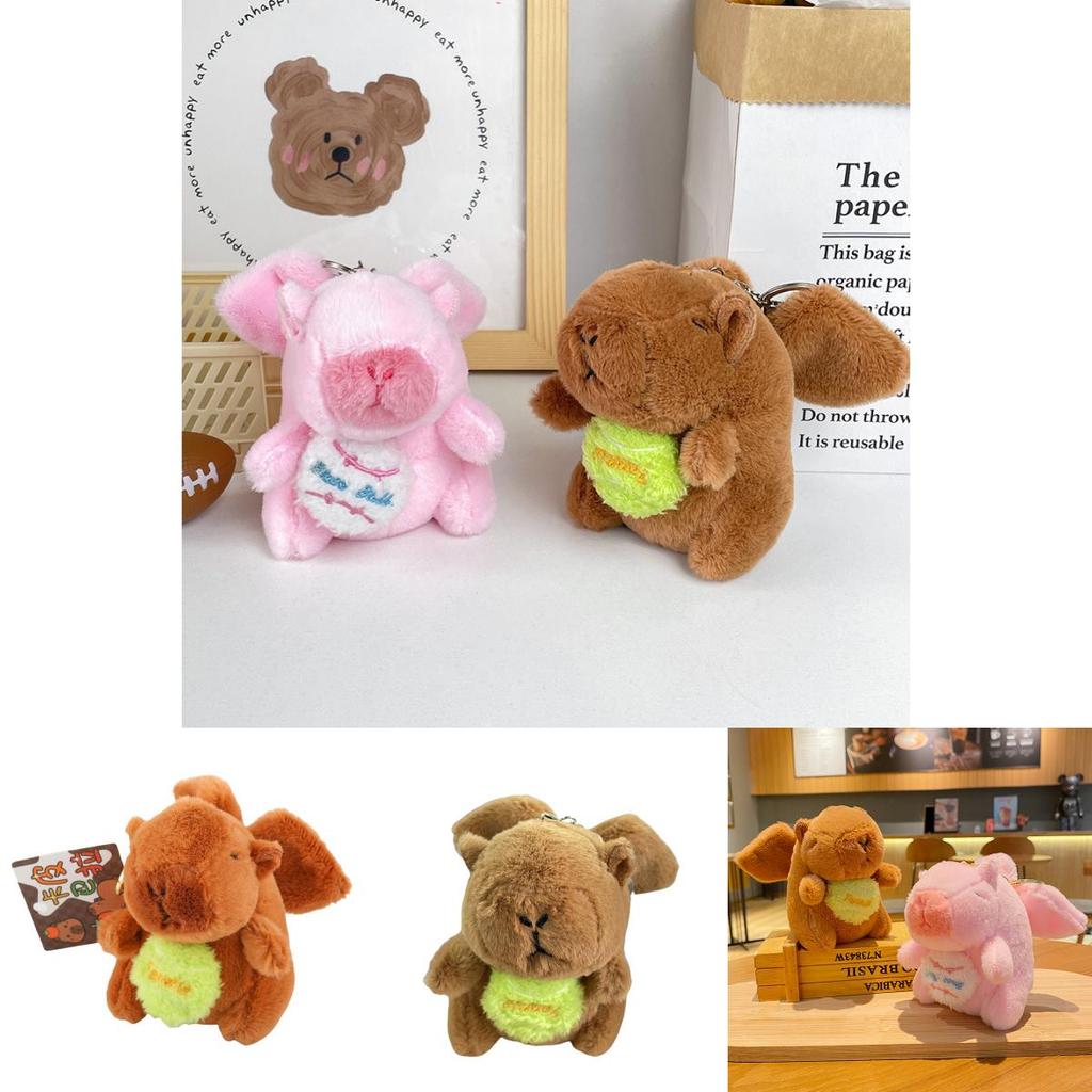 Adorable Capybara Plush Keychain With Flapping Wings Soft Pp Cotton Stuffed Animal