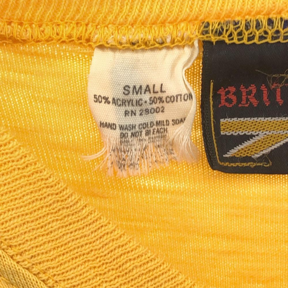 BRITTANIA Made in USA Five-quarter sleeve V neck T-shirt S yellow Men's Used