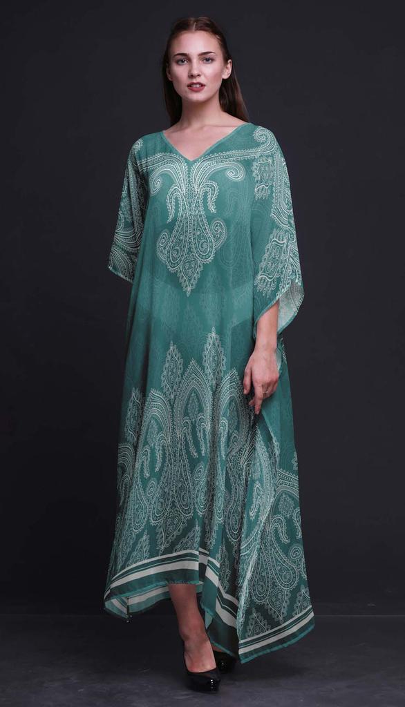 Phagun Floral & Paisley Ladies Plus Size Kaftan Summer Wear Beach Coverup Kimono
